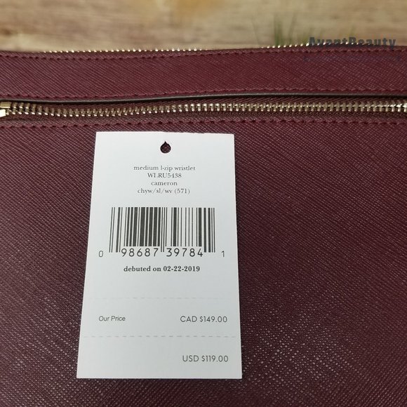 Kate Spade Medium L-zip Wristlet Cameron Cherry - Picture 7 of 9